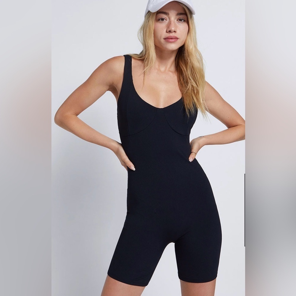 Est. PAC 1980 Ribbed Corset Romper No Signs Of Wear Black Size XS